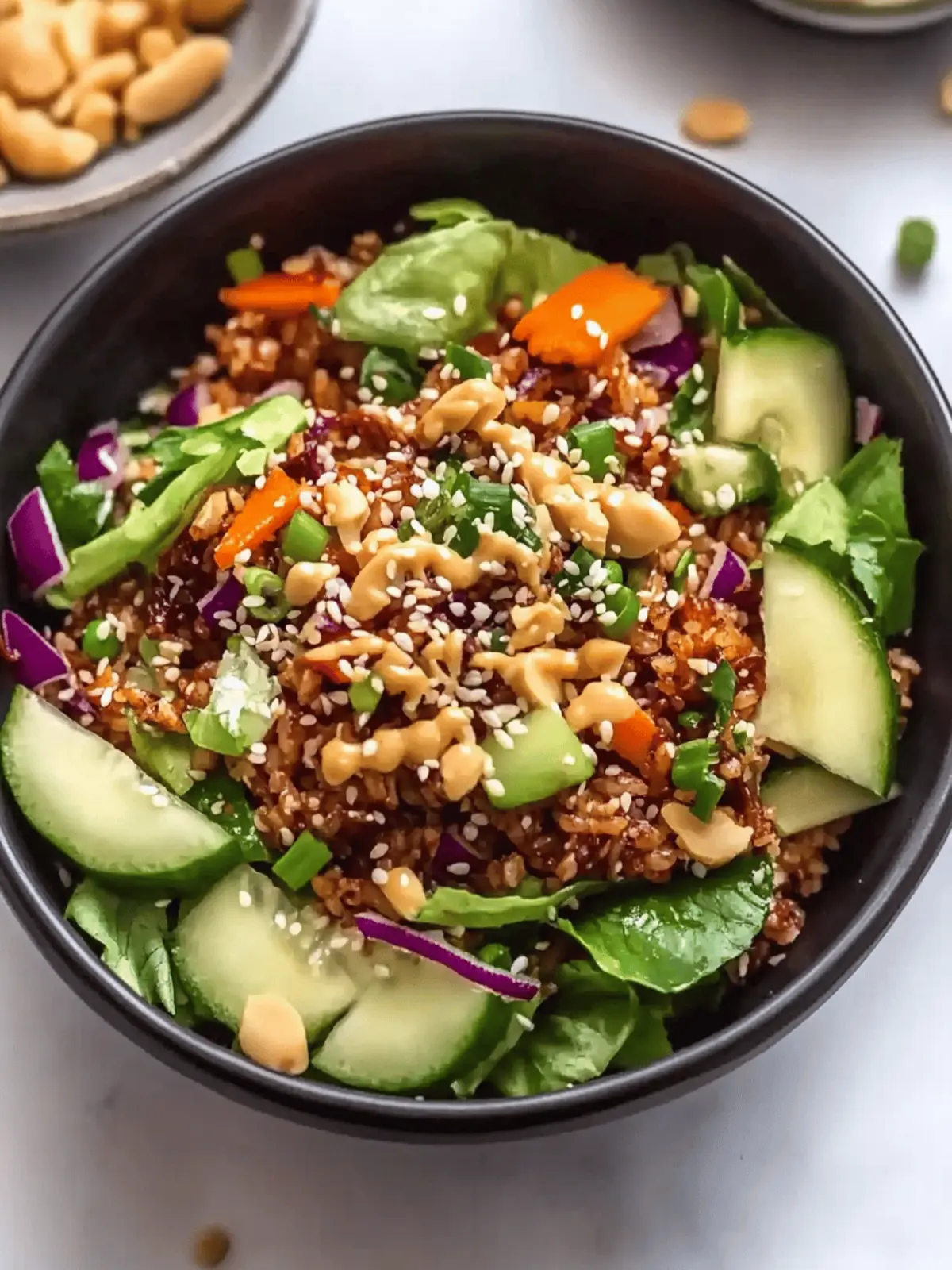Crispy Rice Salad with Peanut Sesame Dressing