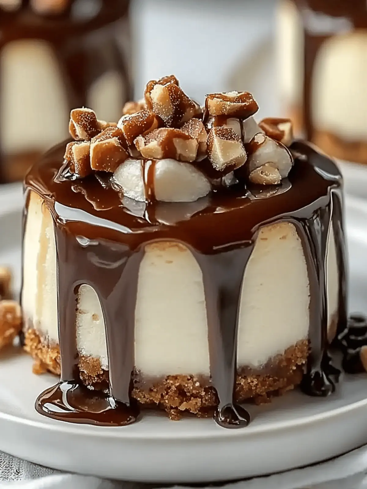 No Bake Turtle Mini Cheesecake
