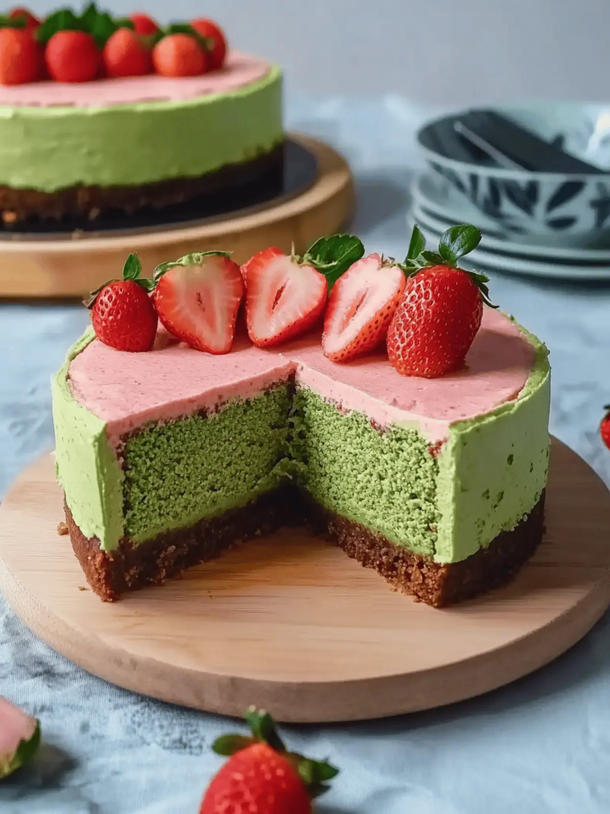 Strawberry Matcha Basque Cheesecake