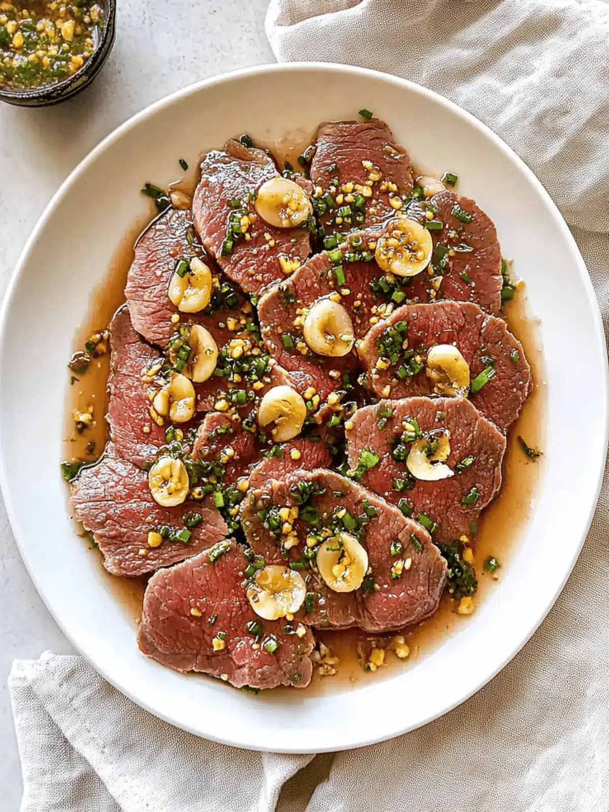 Beef Tataki with Garlic Chips & Ponzu