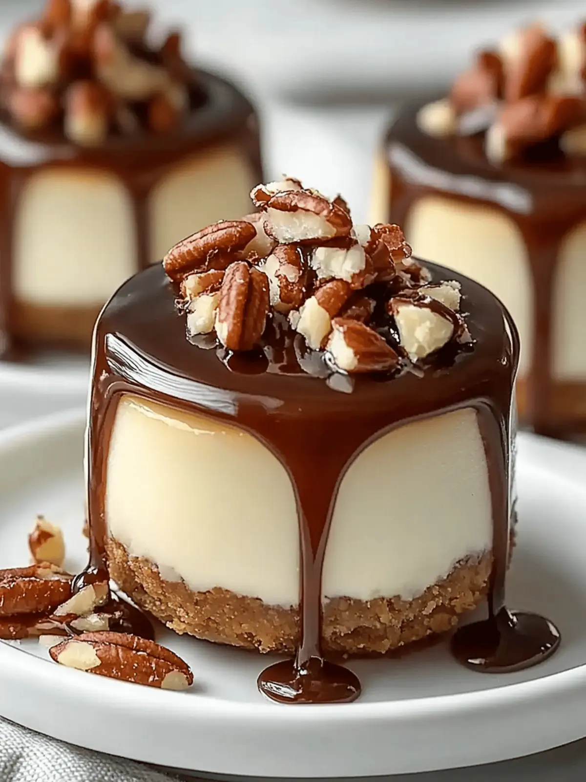 No Bake Turtle Mini Cheesecake