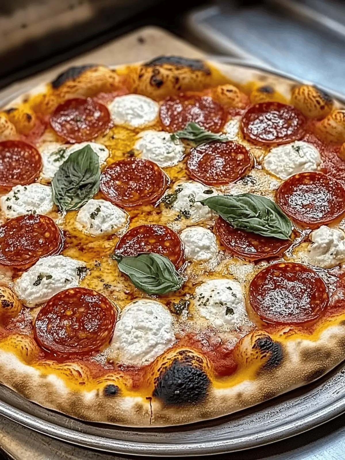 Hot Honey Pepperoni Ricotta Pizza