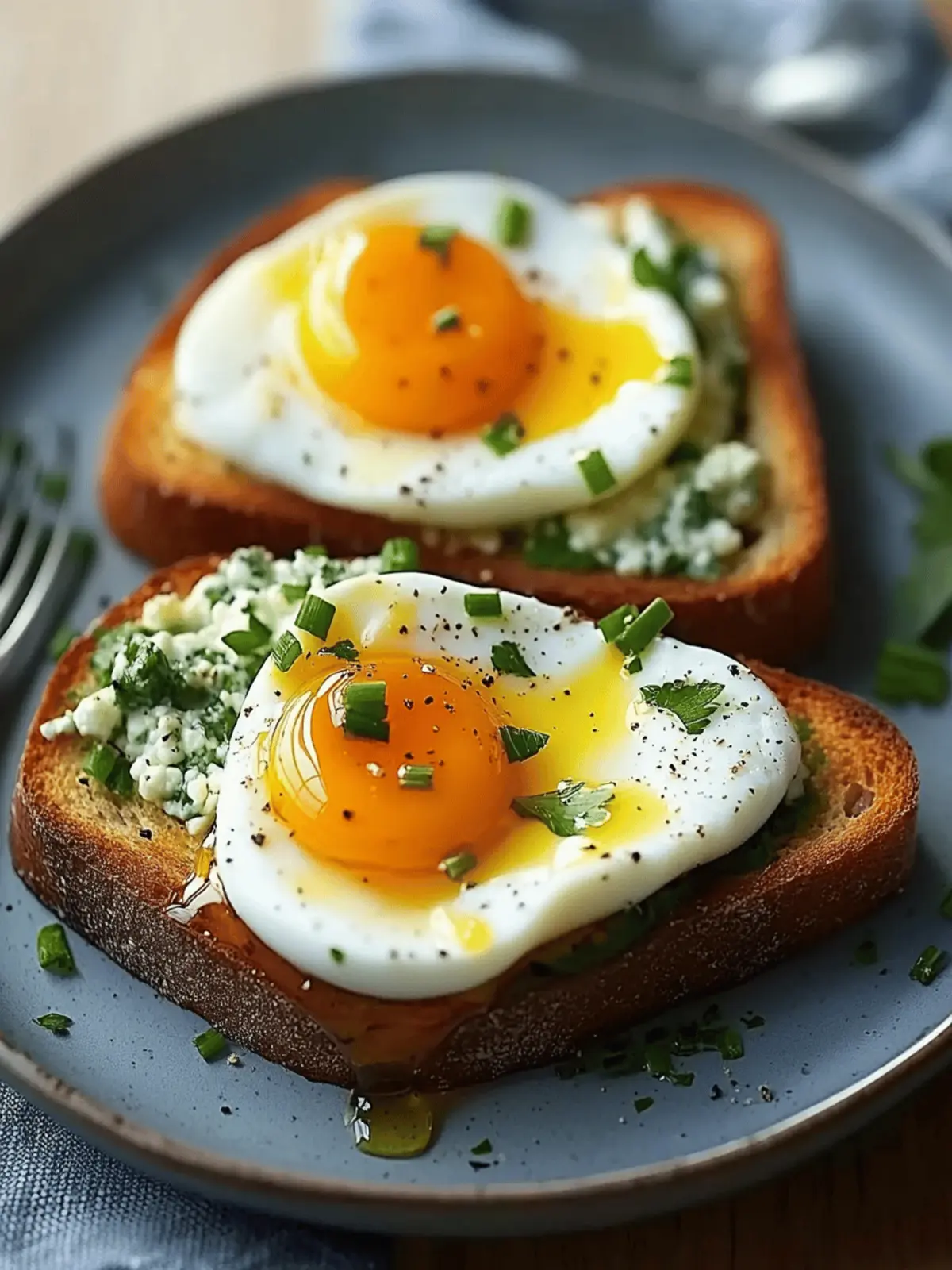 Spicy Honey-Cured Egg Yolks on Chive Cottage Cheese Toast
