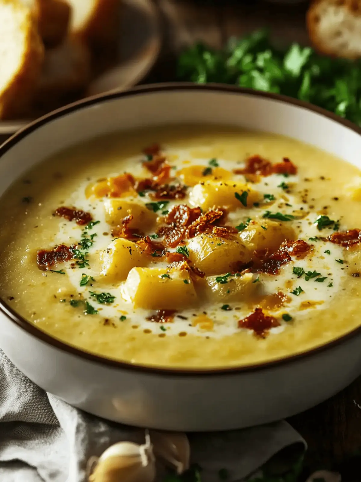 Hearty Cheddar Garlic Herb Potato Soup
