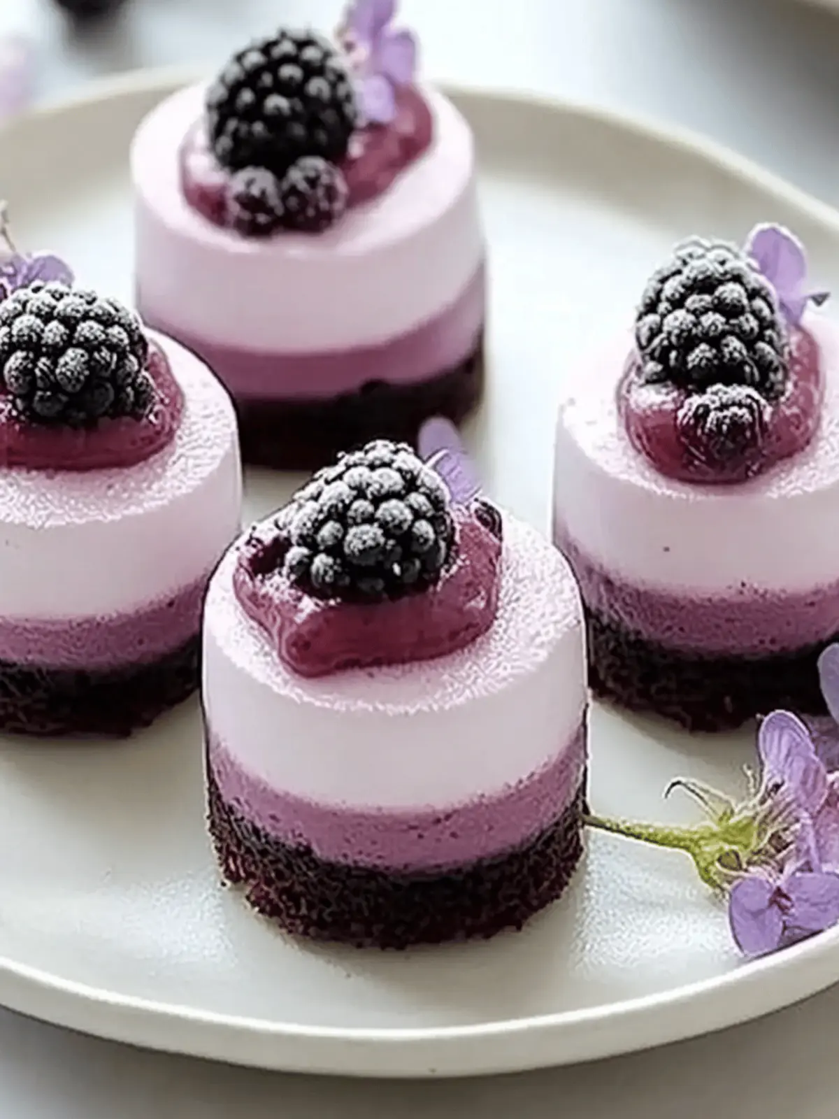 Mini Blackberry Mousse Cakes