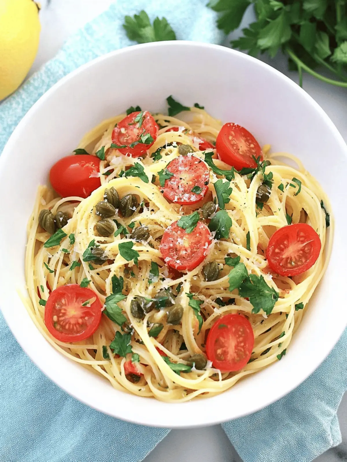 Lemon Caper Pasta with Grape Tomatoes