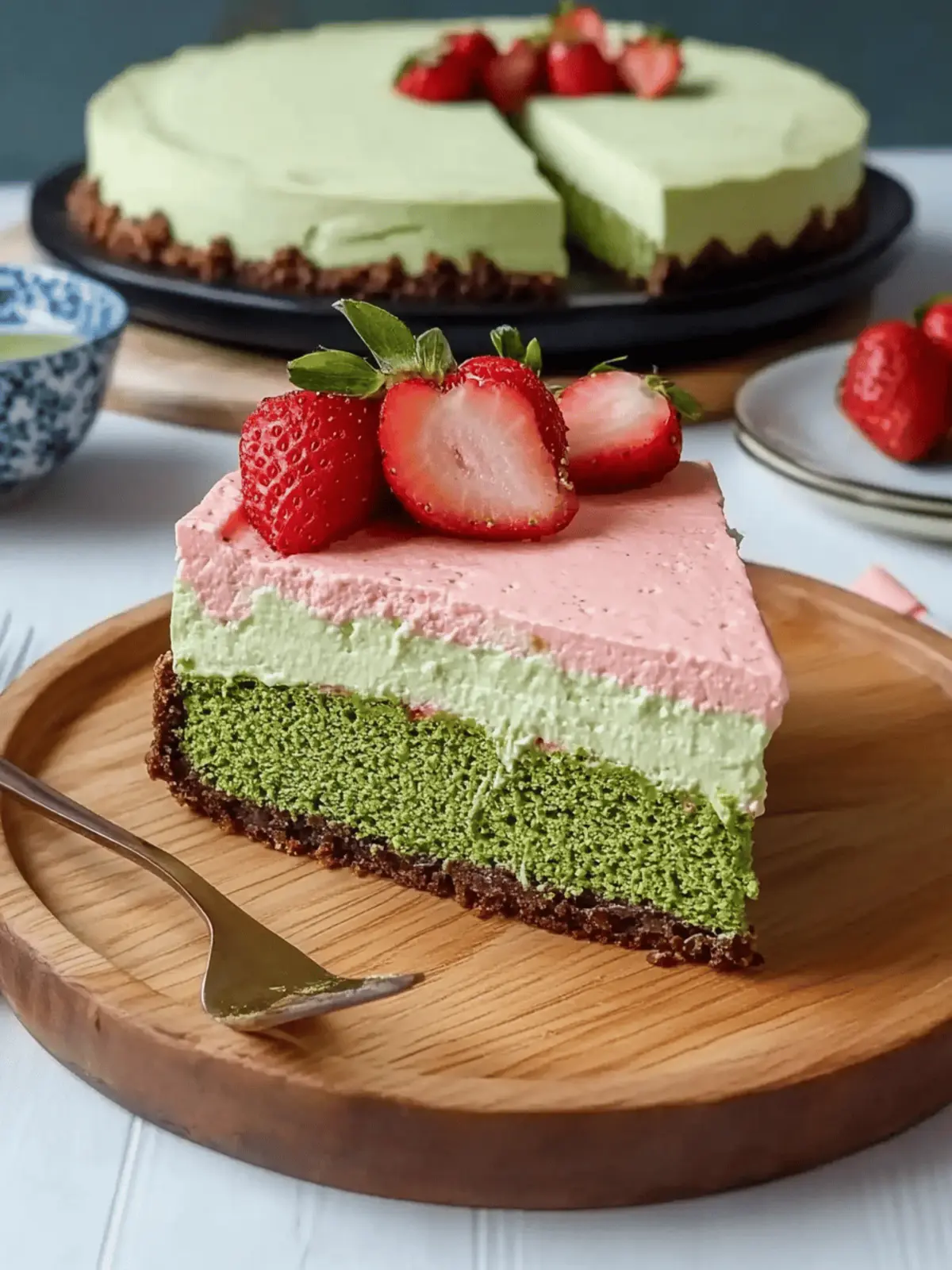 Strawberry Matcha Basque Cheesecake