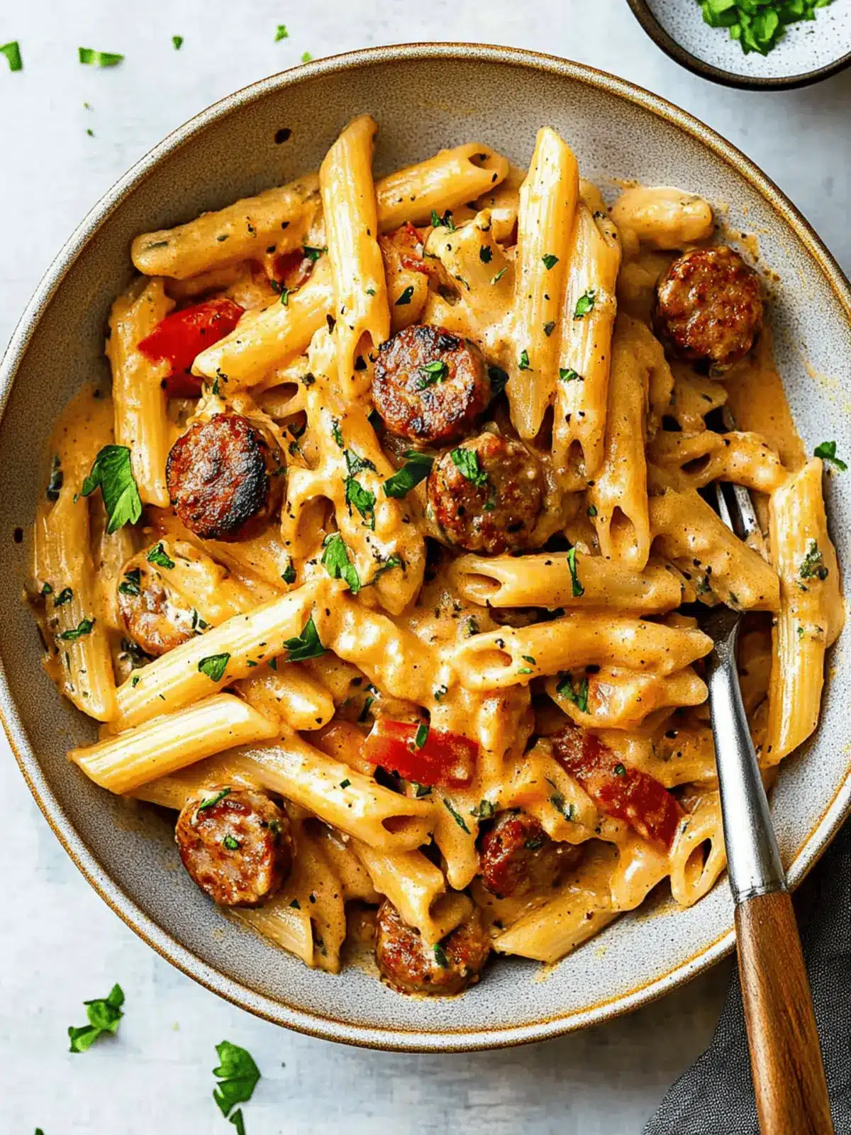 One Pot Creamy Cajun Sausage Pasta