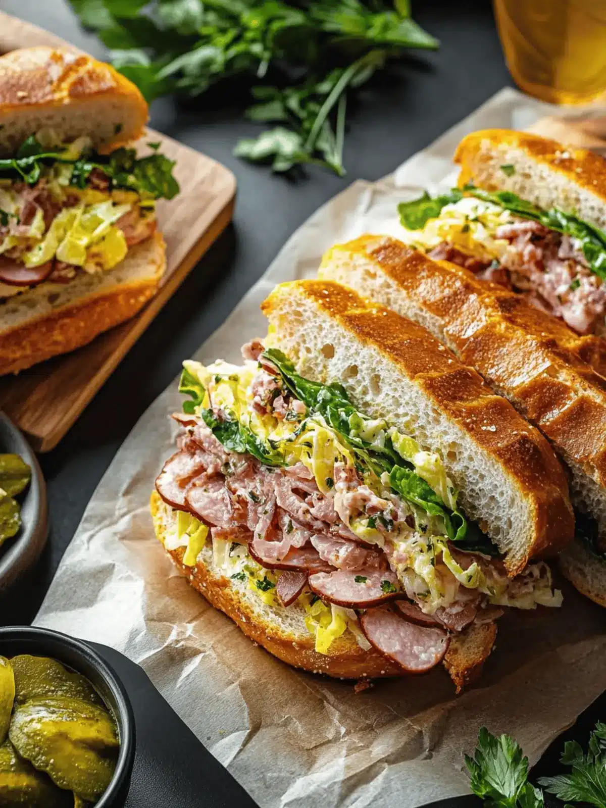 Cuban Garlic Bread Sandwiches