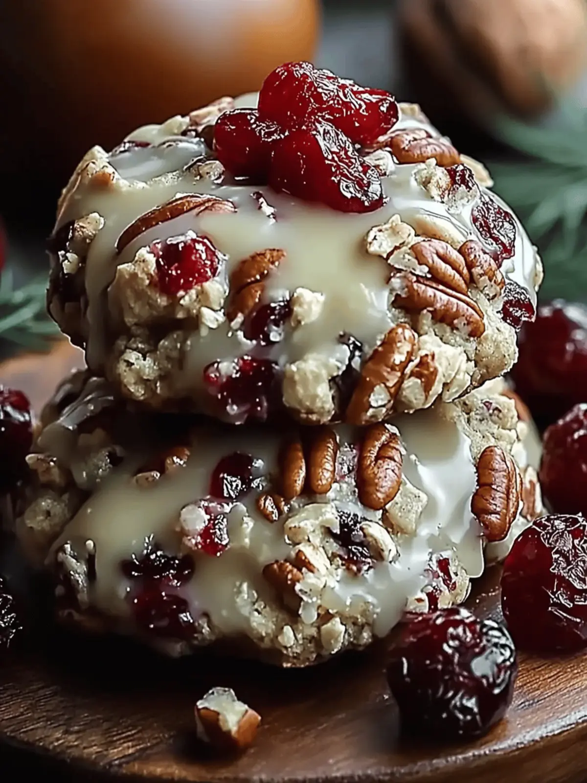 No-Bake Cranberry Pecan Praline Cookies