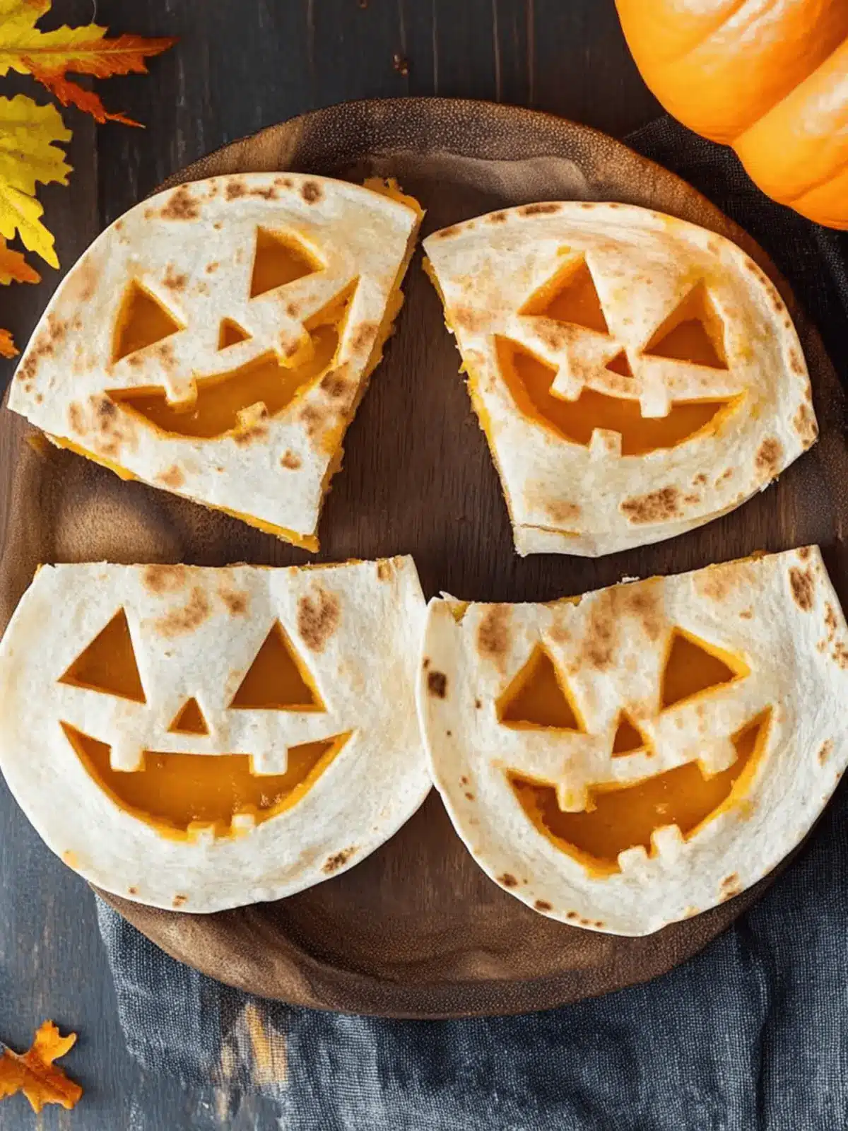 Jack O Lantern Quesadillas