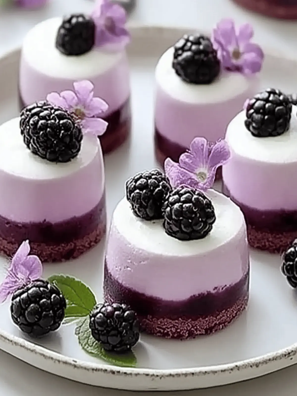 Mini Blackberry Mousse Cakes