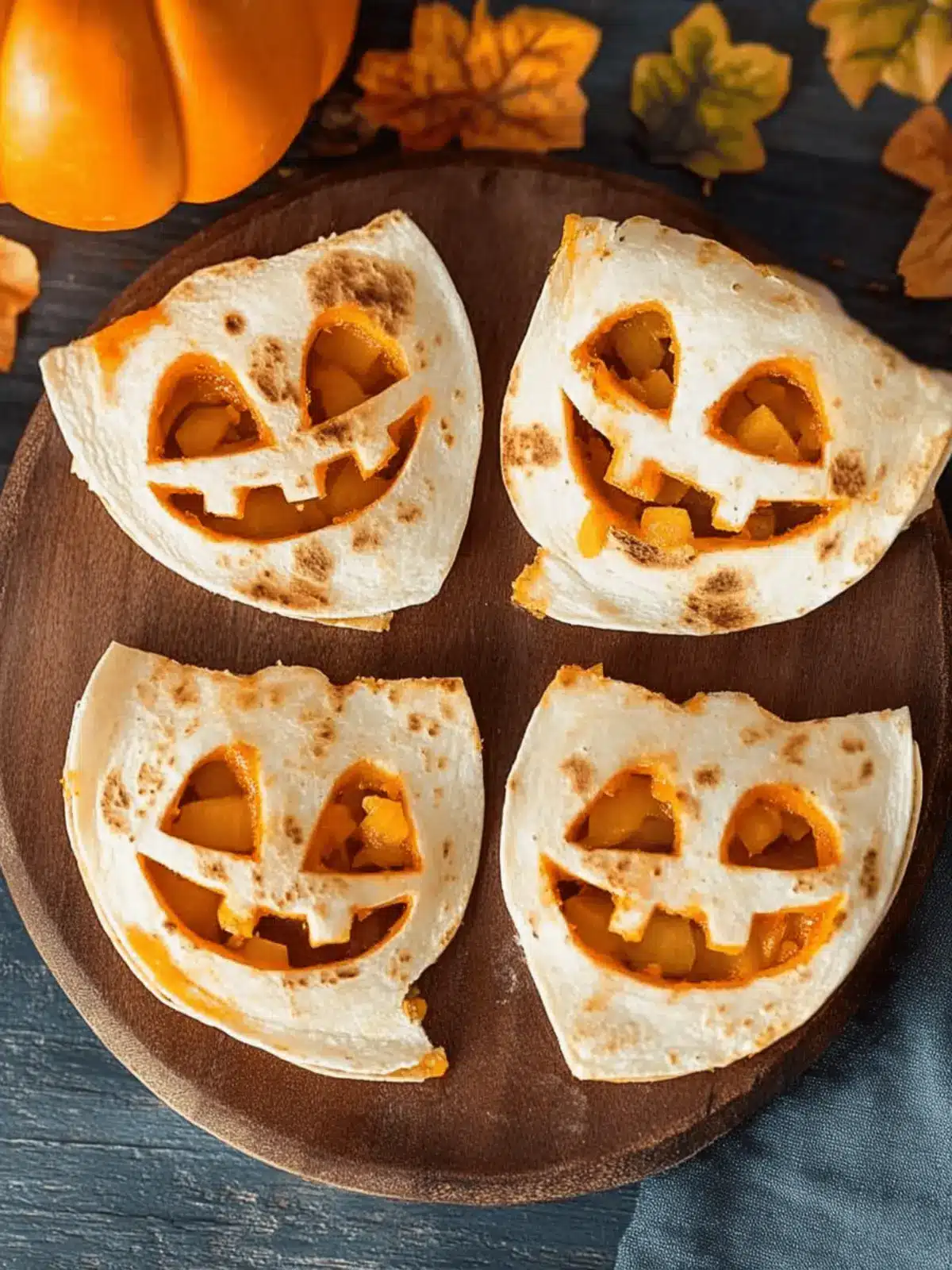 Jack O Lantern Quesadillas