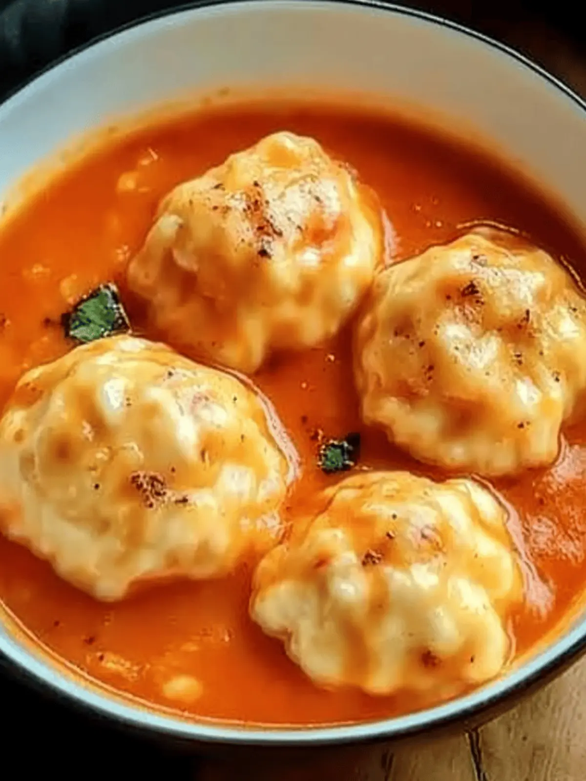 Tomato Soup with Cheese Dumplings