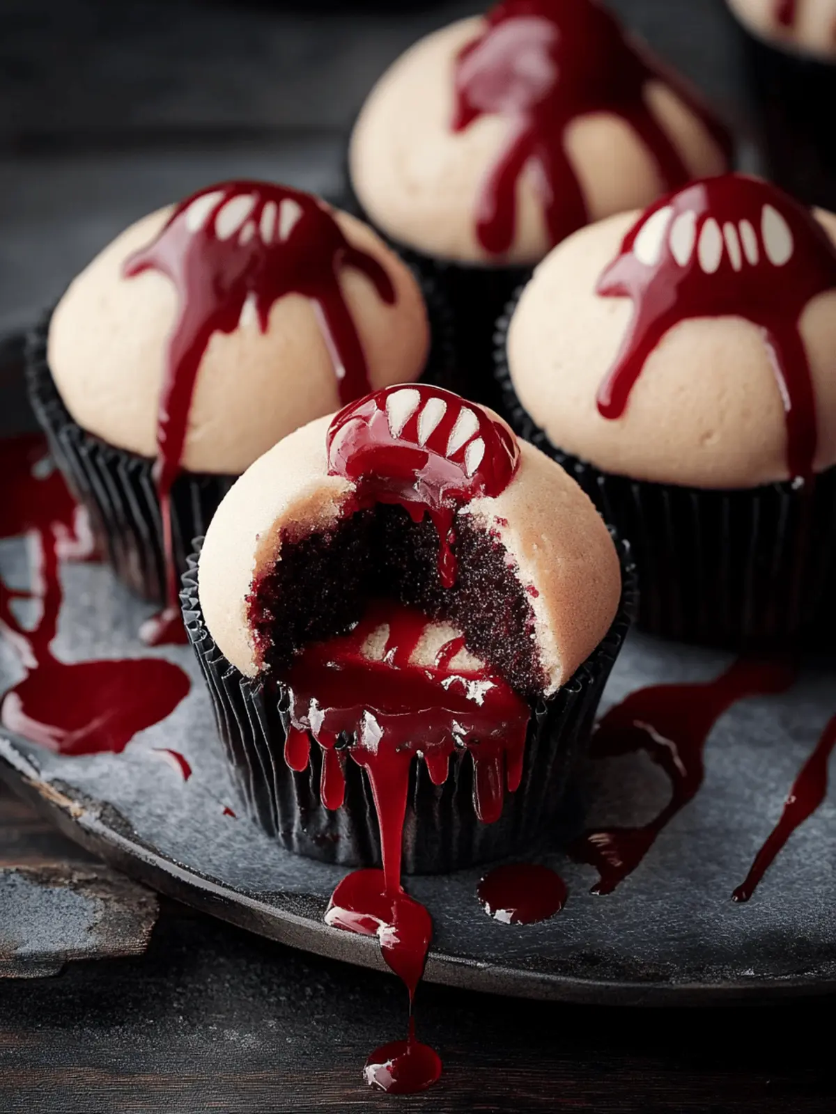 Vampire Bite Halloween Cupcakes