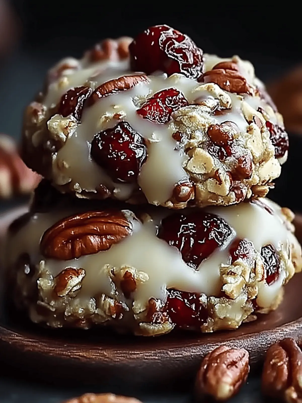 No-Bake Cranberry Pecan Praline Cookies