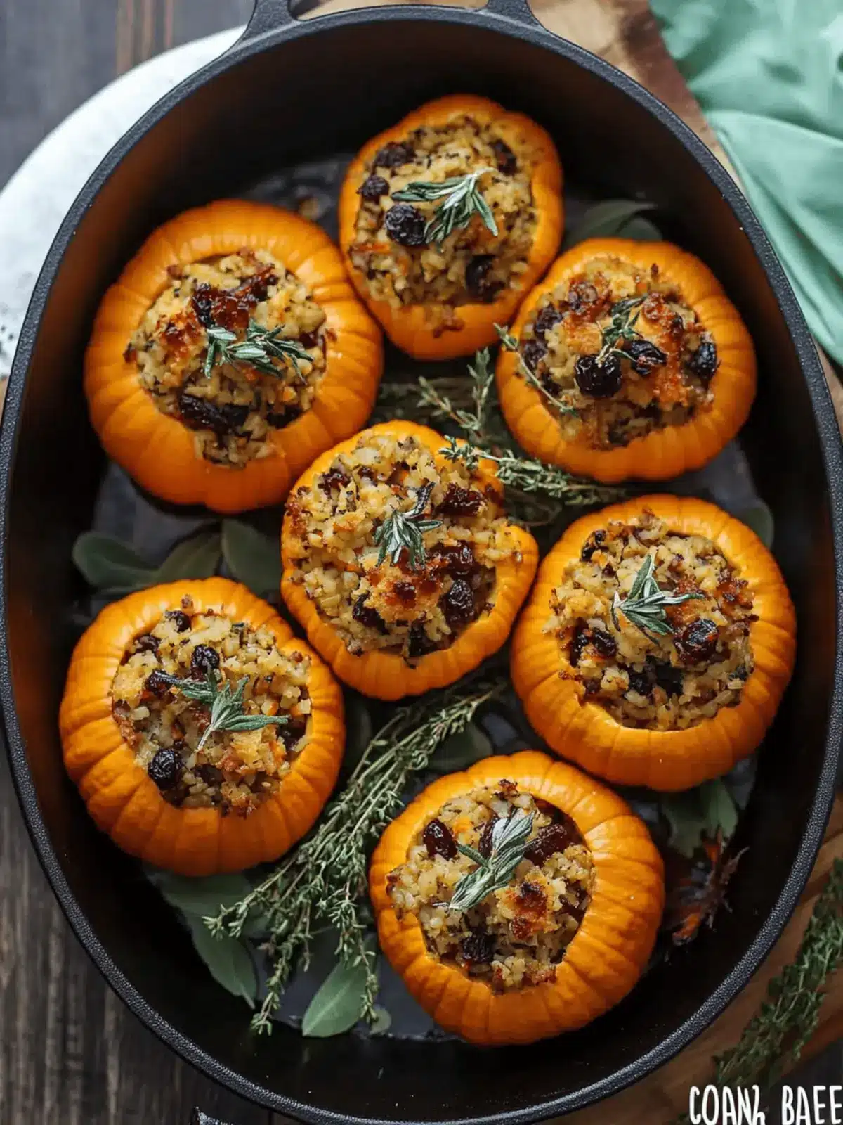 Sausage, Rice, and Cranberry Stuffed Mini Pumpkins