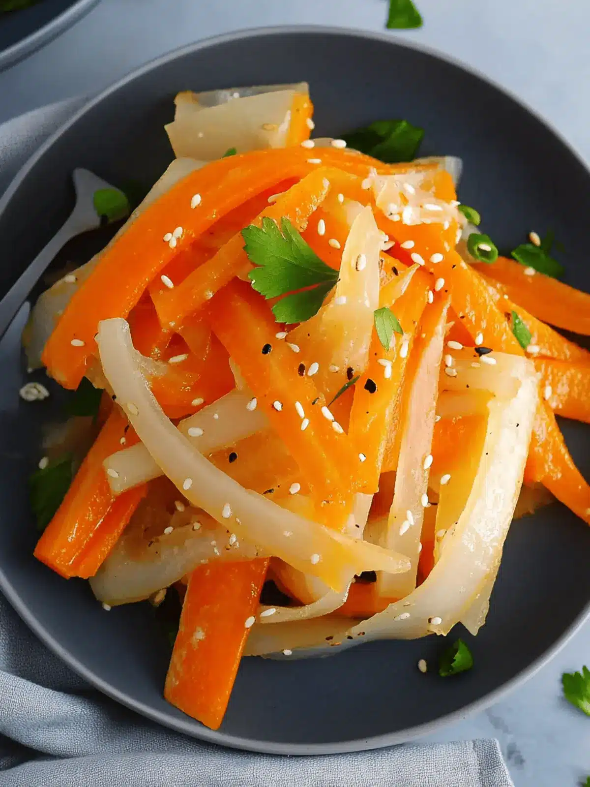 Daikon Carrot Salad with Sesame Ginger Dressing