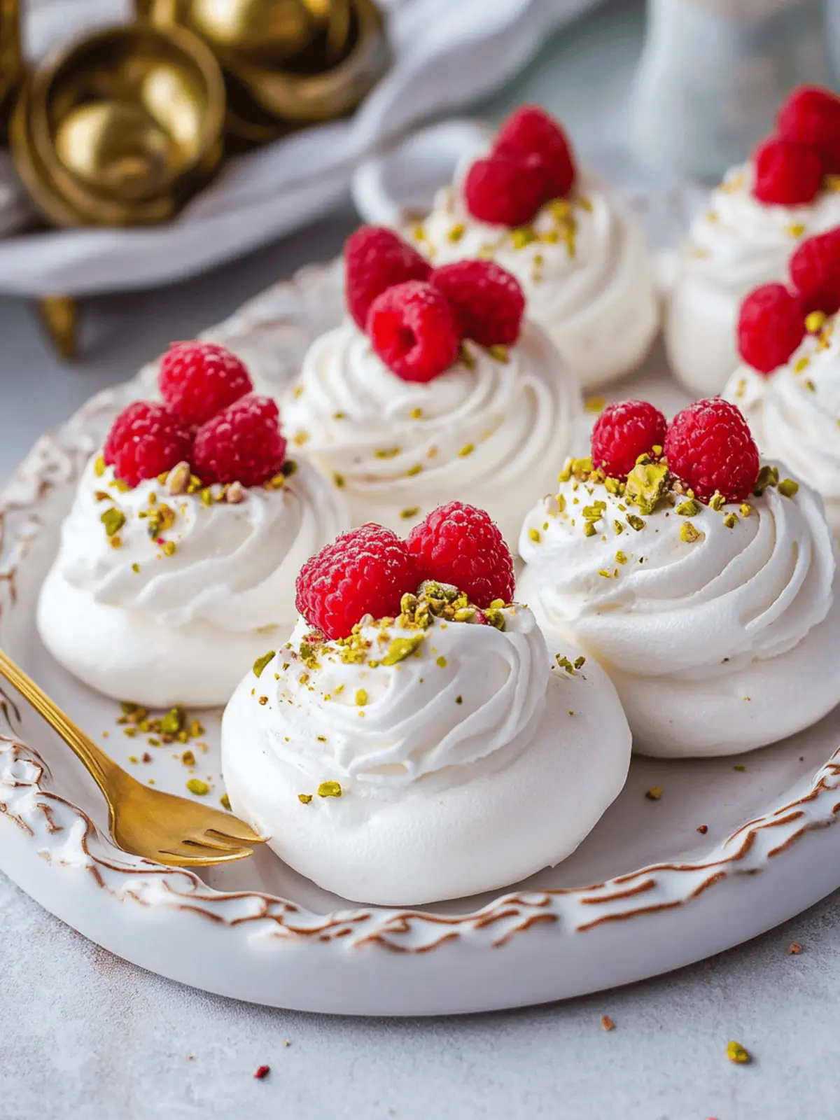 Raspberry & Pistachio Mini Pavlovas
