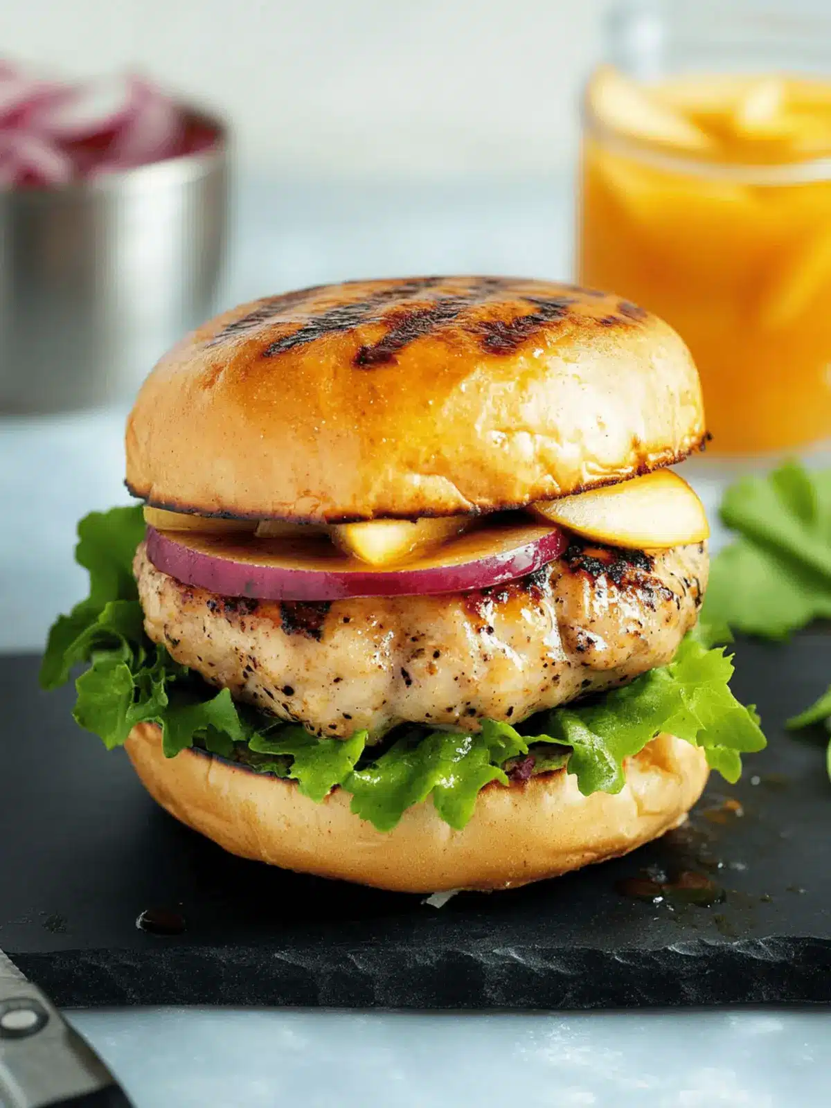 Maple Mustard Apple Chicken Burgers