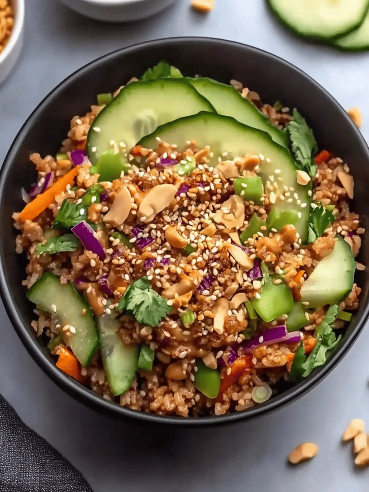 Crispy Rice Salad with Peanut Sesame Dressing