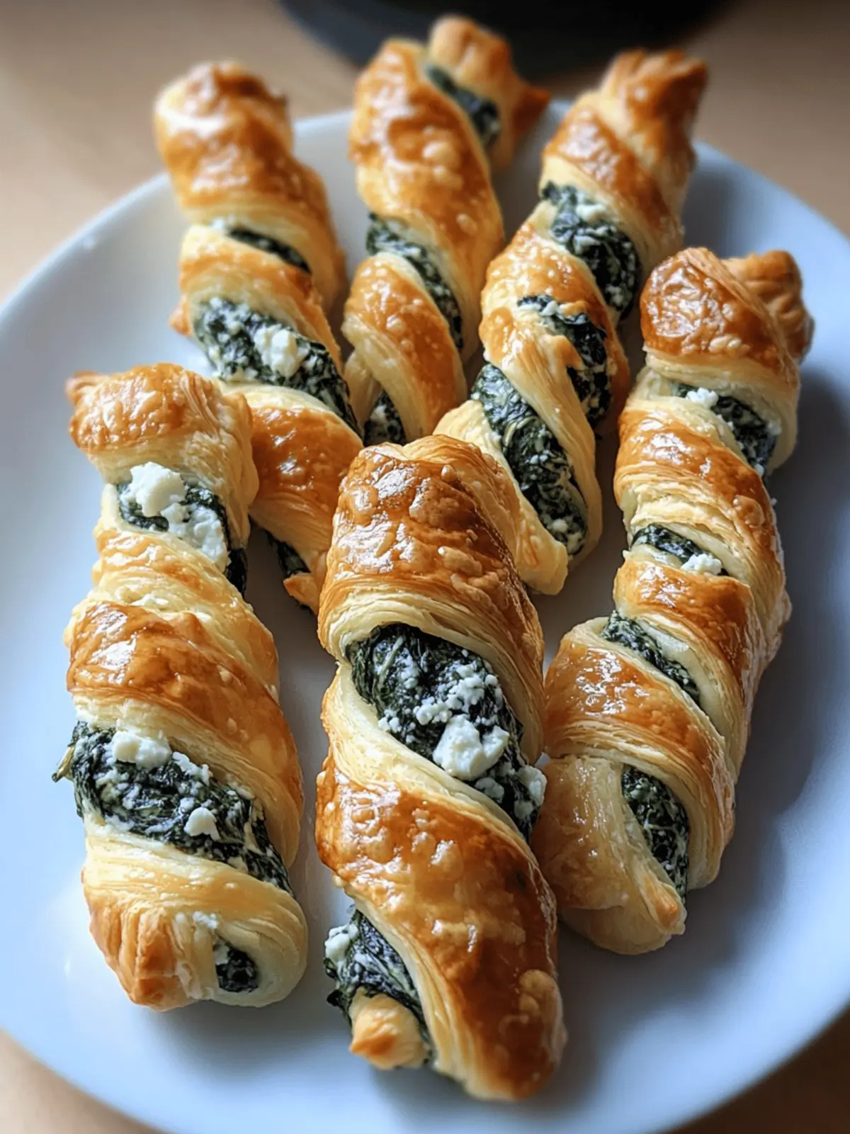 Spinach Feta Puff Pastry Twists