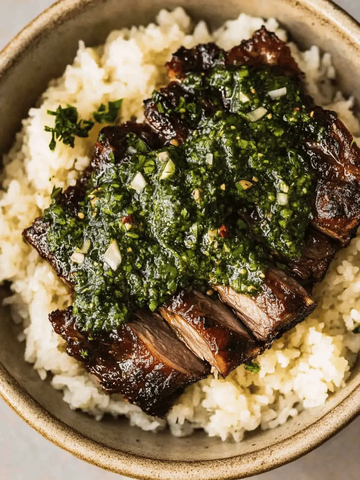 Miso Short Ribs with Cilantro Sauce