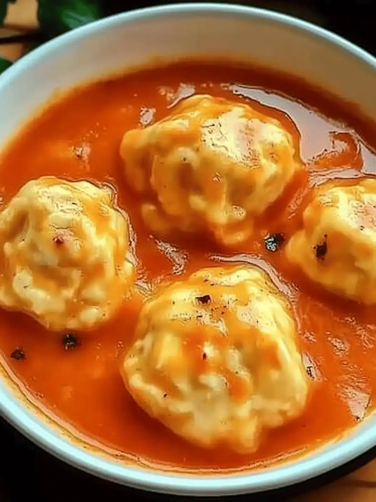 Tomato Soup with Cheese Dumplings