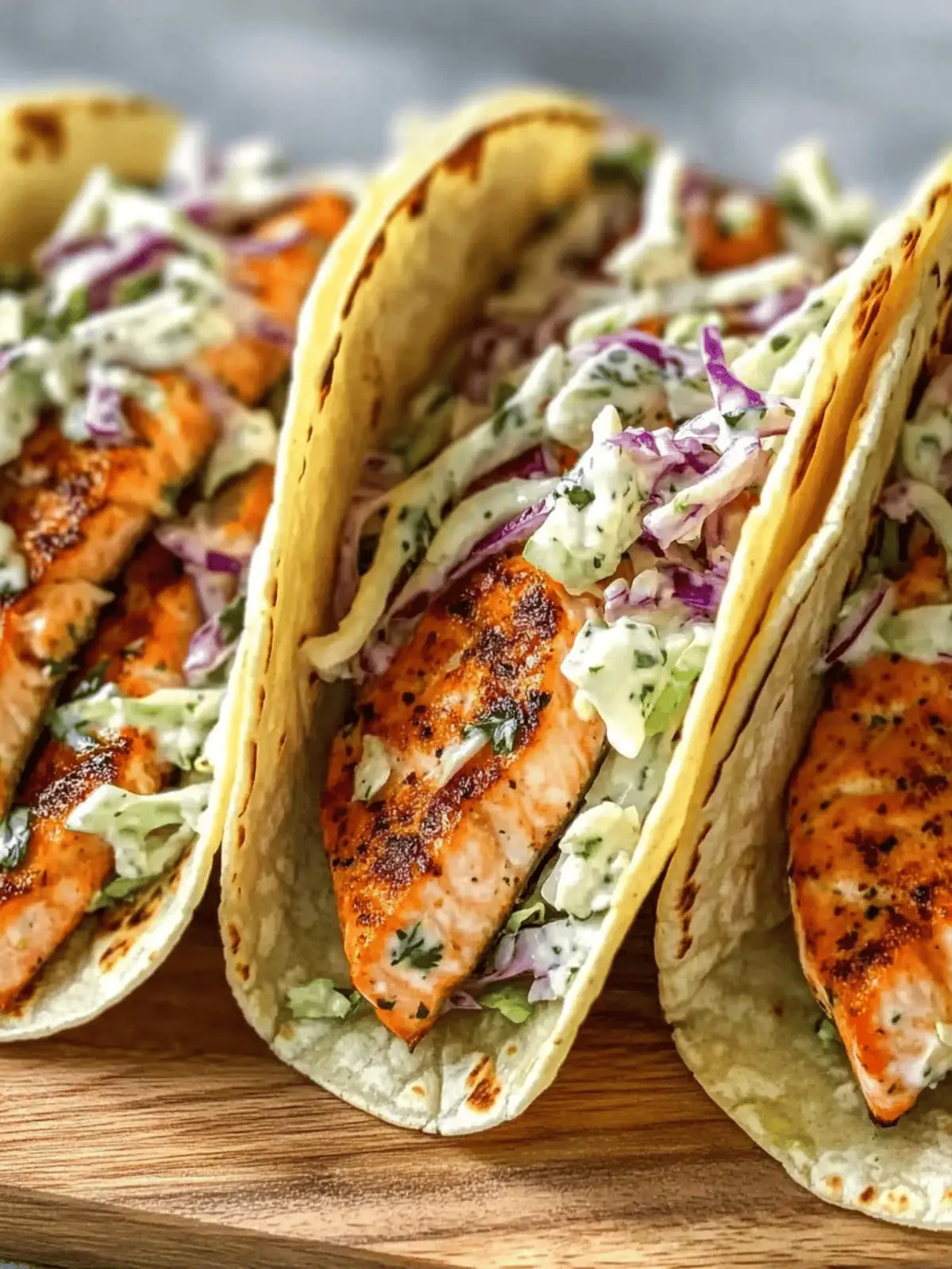 Air Fryer Salmon Tacos with Slaw