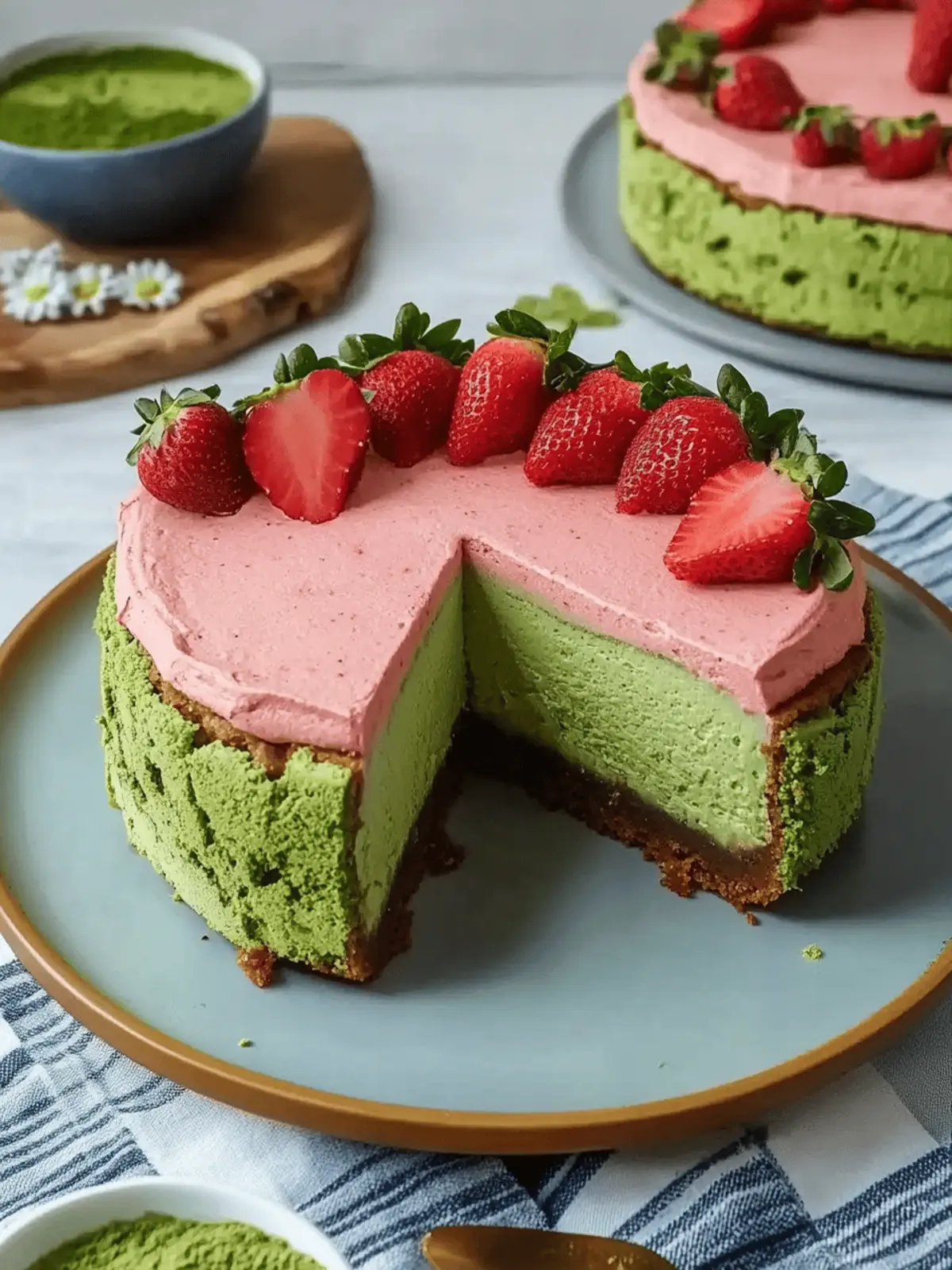 Strawberry Matcha Basque Cheesecake