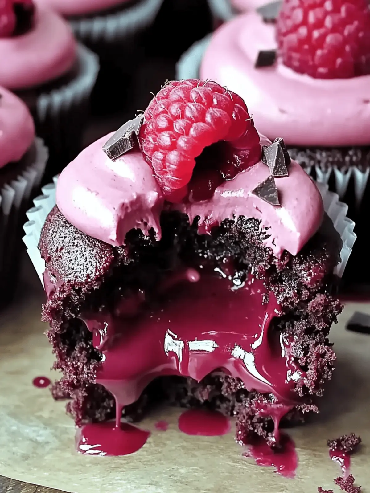 Raspberry Chocolate Lava Cupcakes