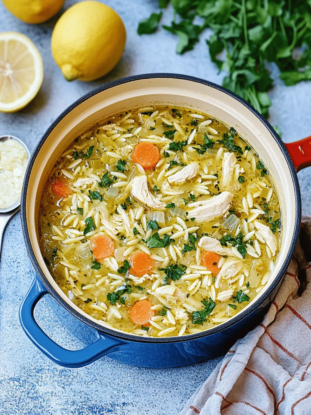 Mediterranean Lemon Chicken Orzo Soup