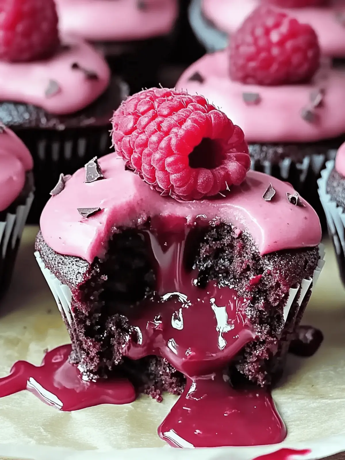 Raspberry Chocolate Lava Cupcakes