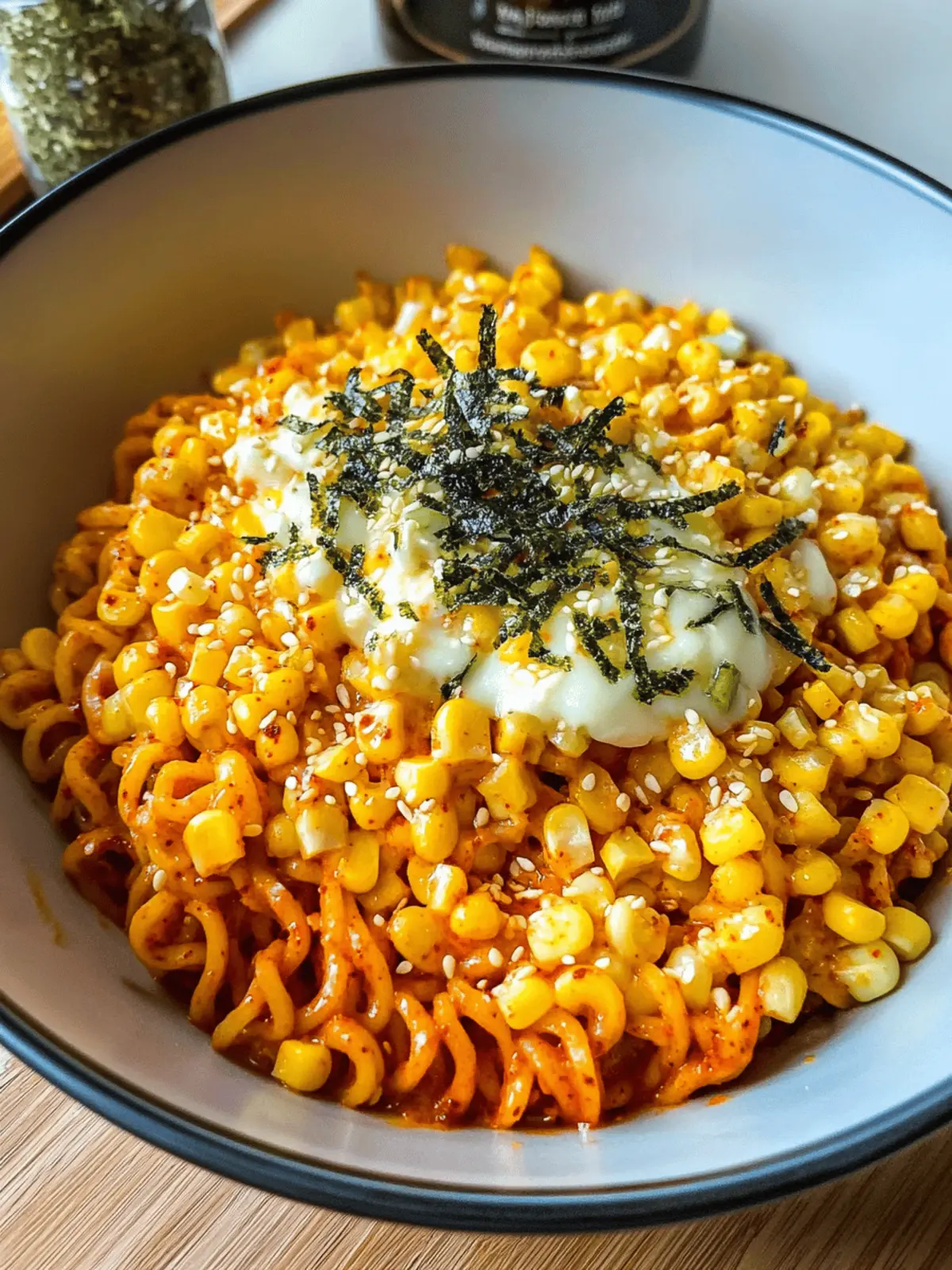 Spicy Noodles With Korean Corn Cheese