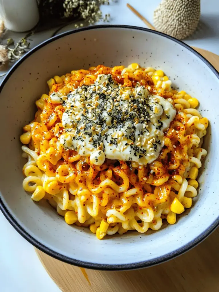 Spicy Noodles With Korean Corn Cheese