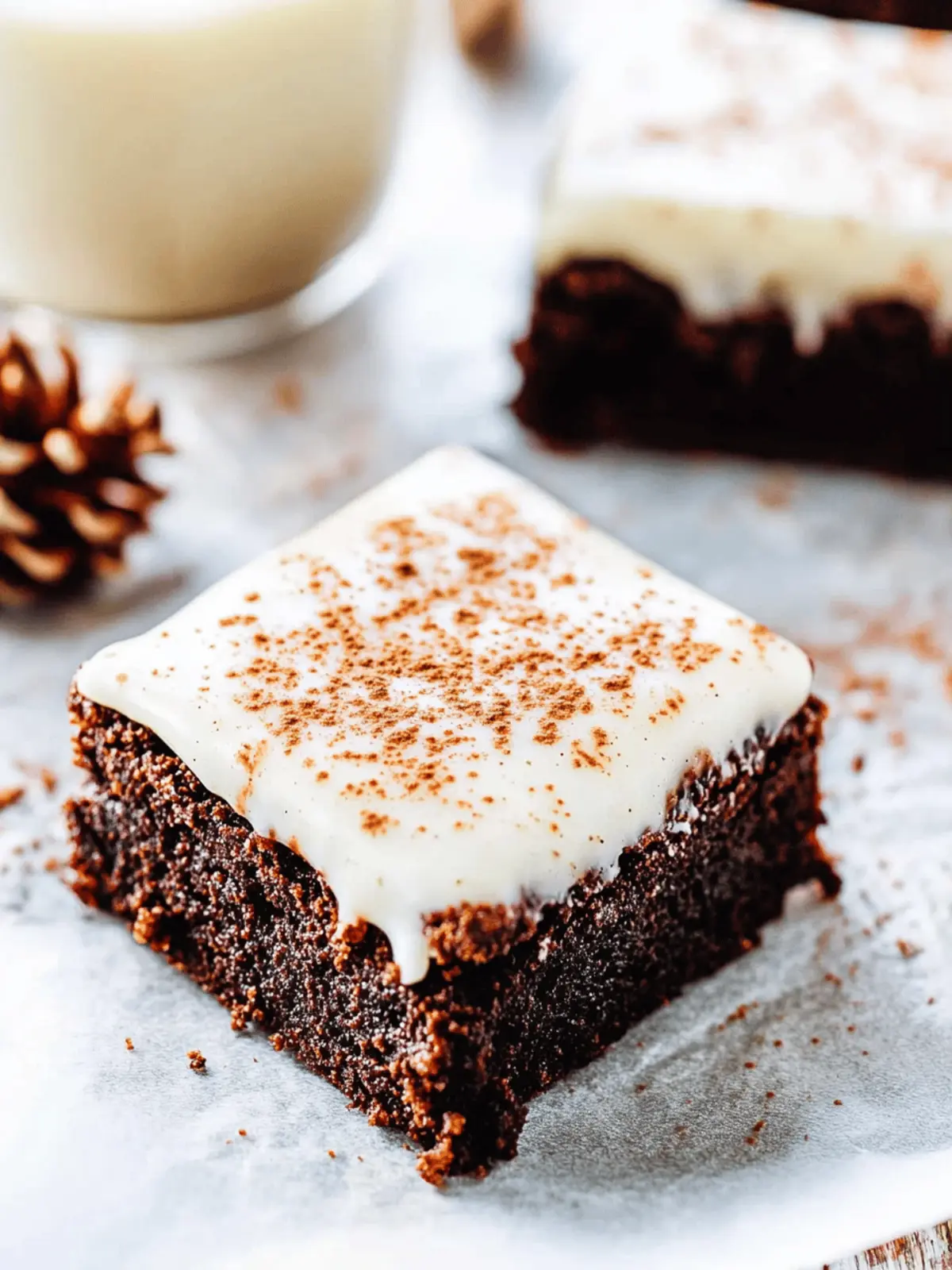 Gingerbread Brownies with Eggnog Frosting