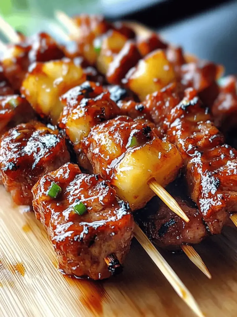 Pineapple BBQ Pork Skewers