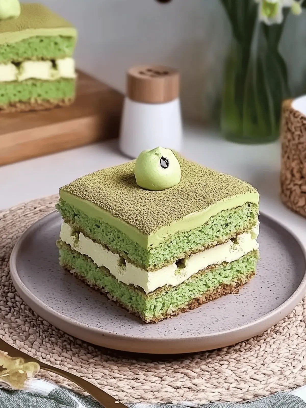 Eggless Matcha Tiramisu