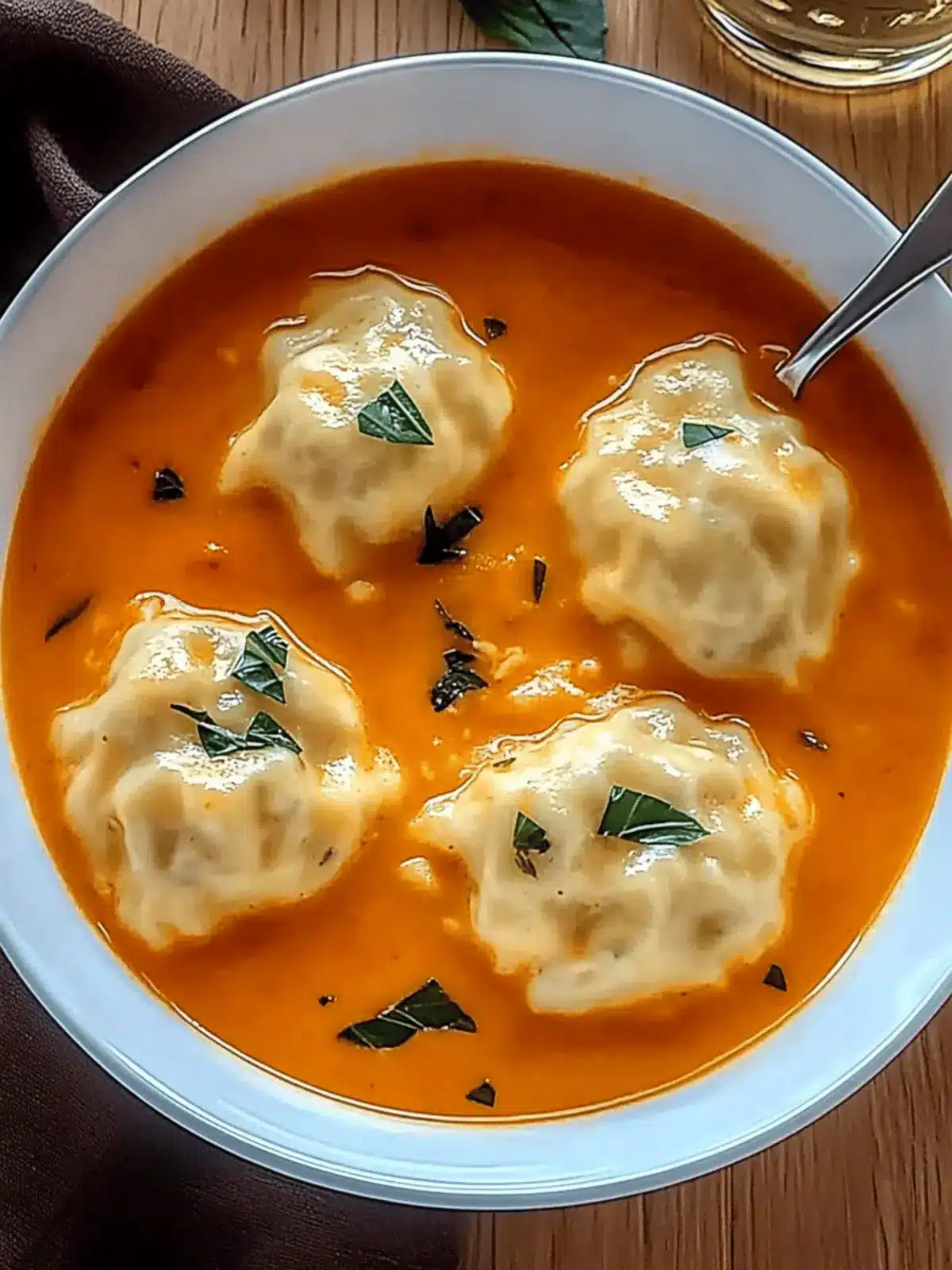 Tomato Soup with Cheese Dumplings