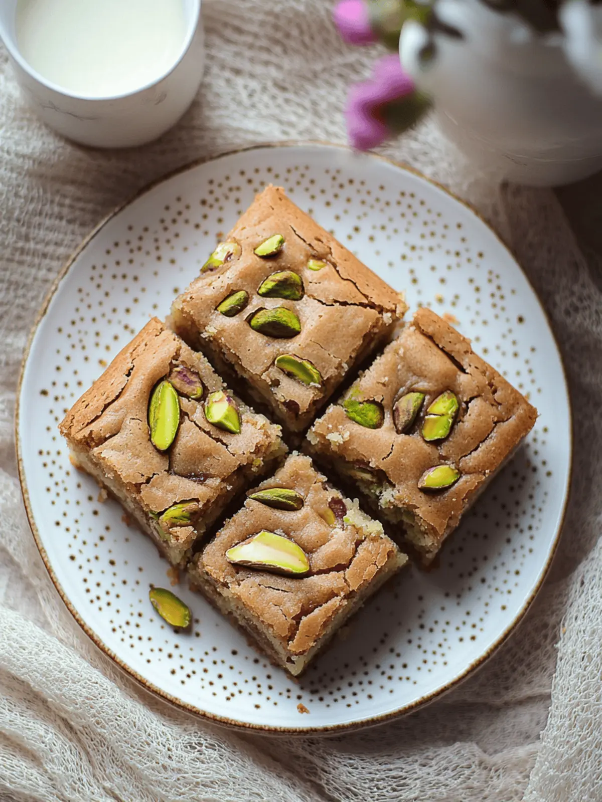 Pistachio White Chocolate Blondie