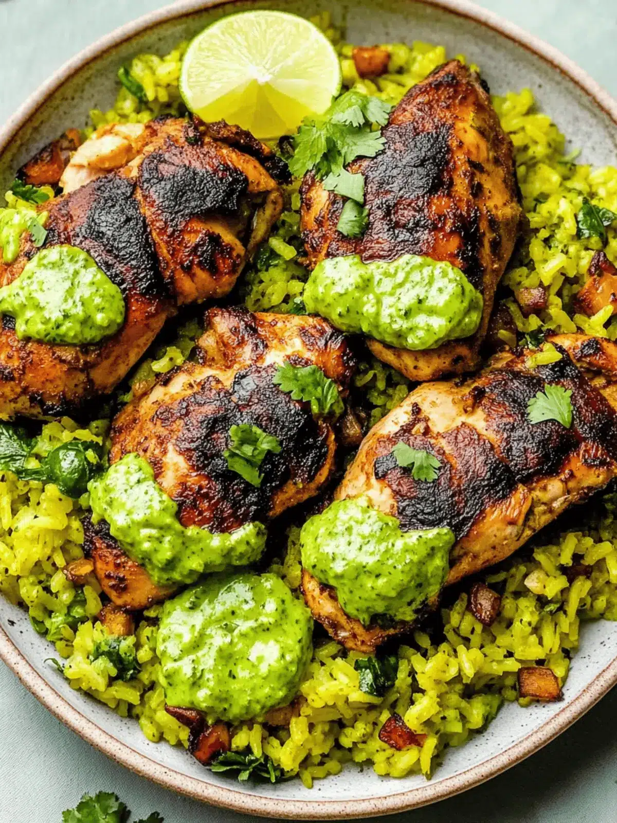 Peruvian Chicken & Rice with Green Sauce