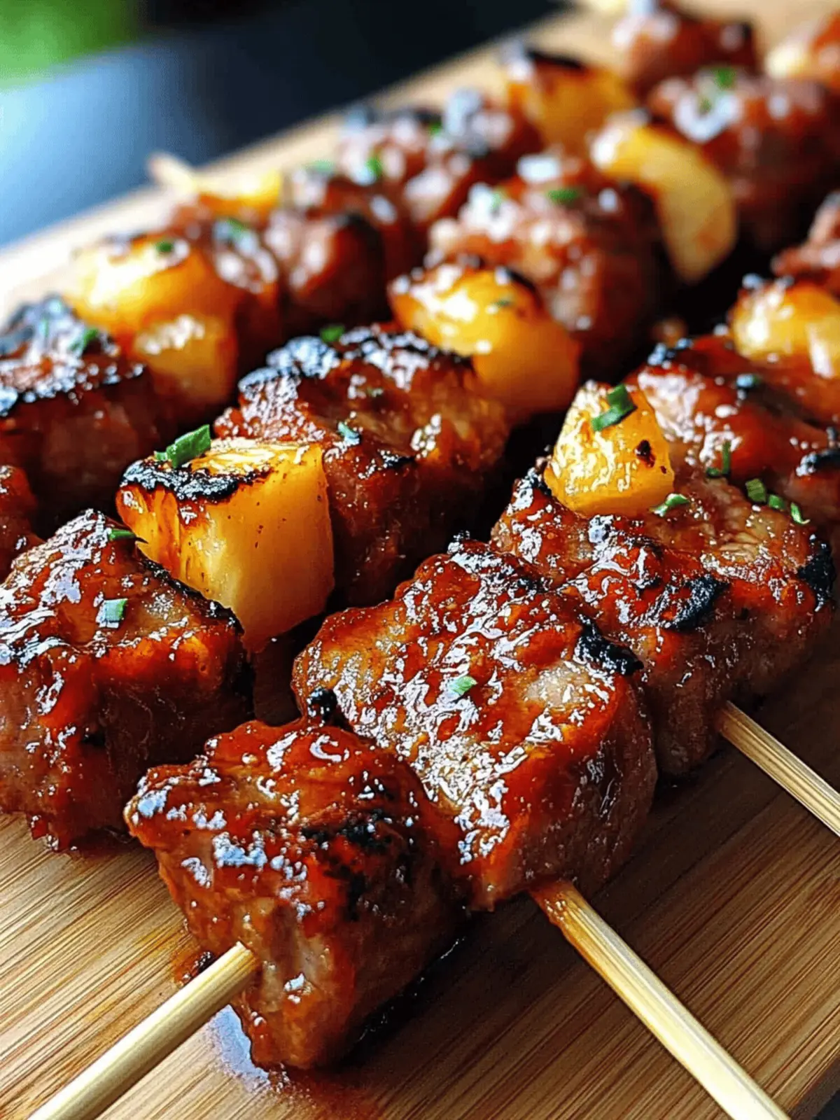 Pineapple BBQ Pork Skewers
