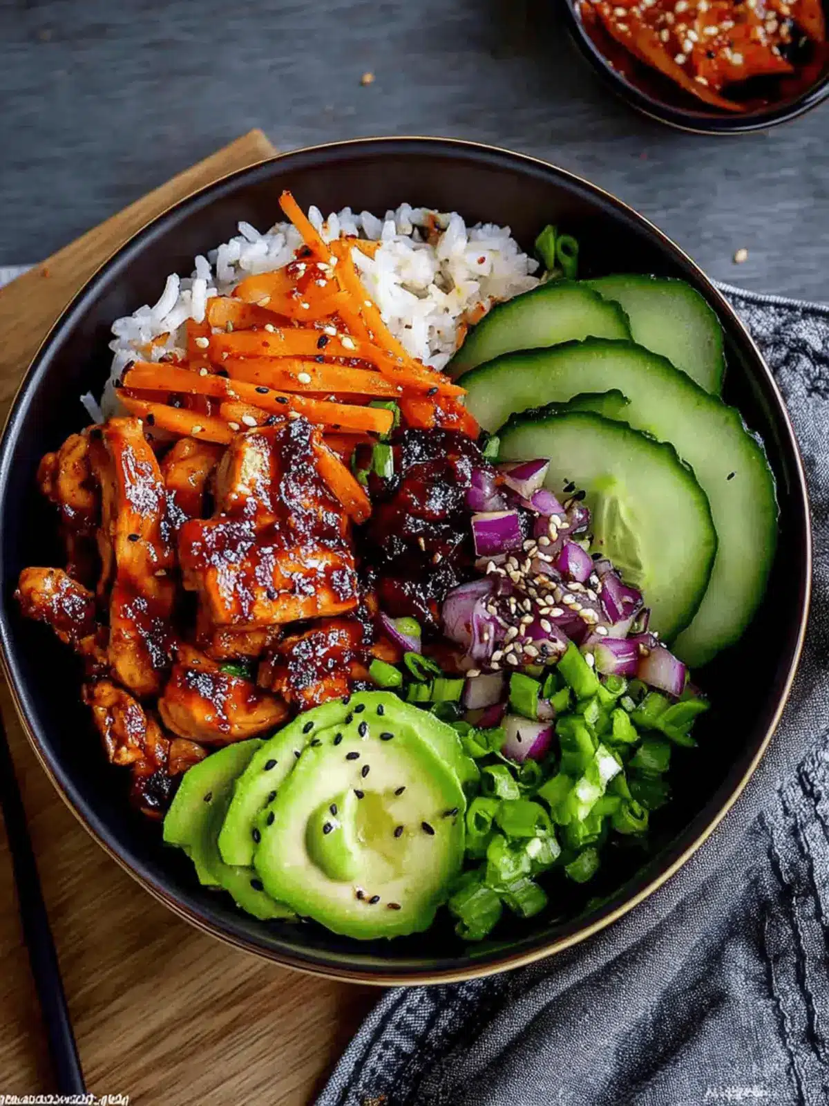 Spicy Korean BBQ Chicken Rice Bowl