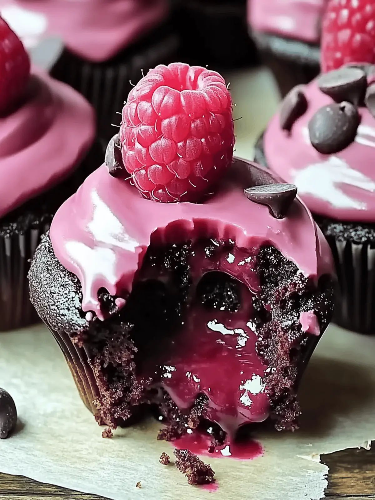 Raspberry Chocolate Lava Cupcakes