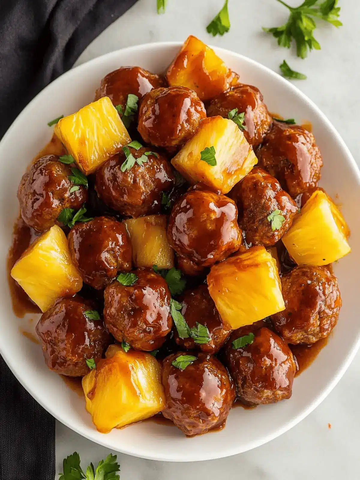 Slow Cooker Pineapple BBQ Meatballs