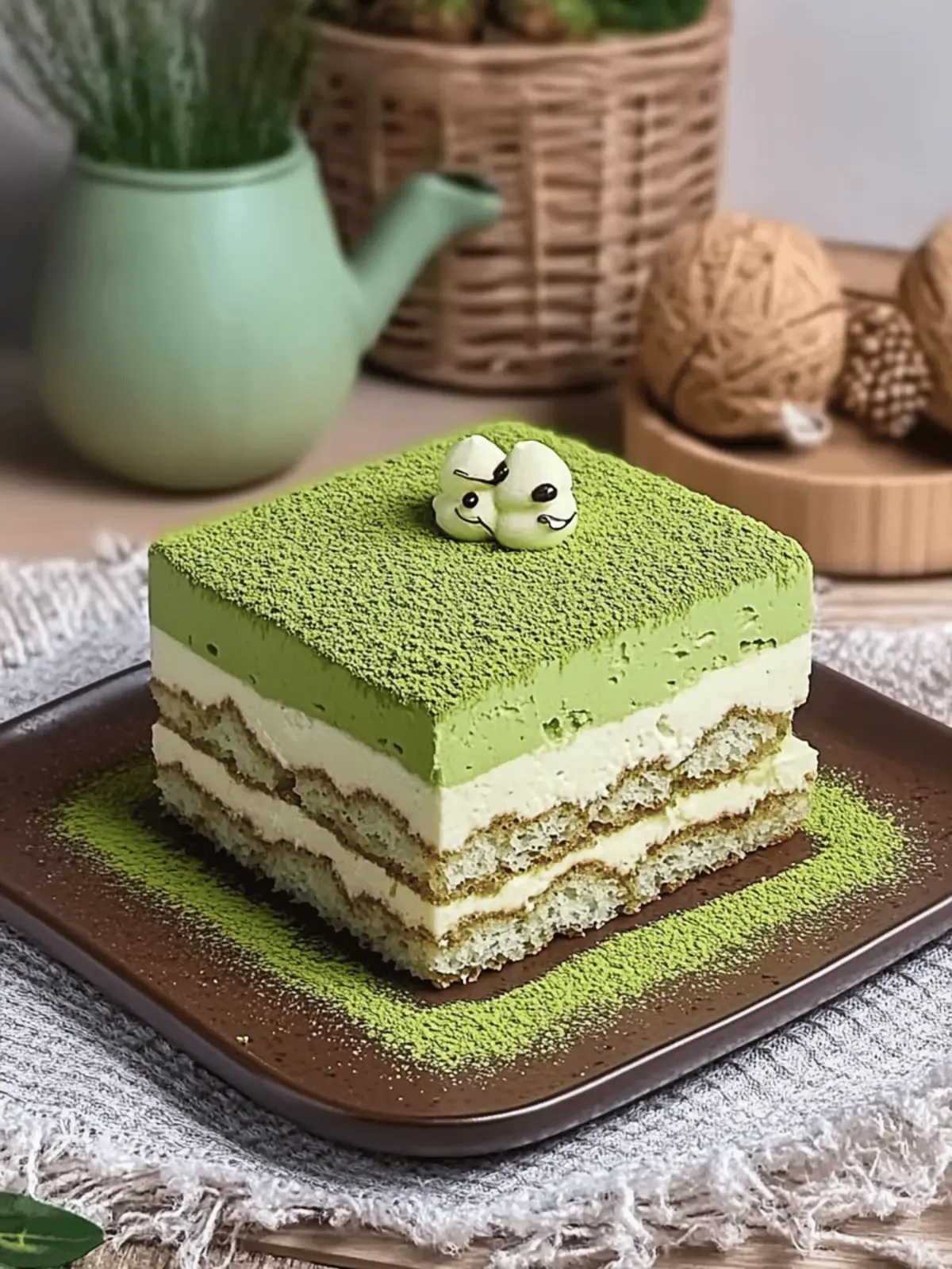 Eggless Matcha Tiramisu