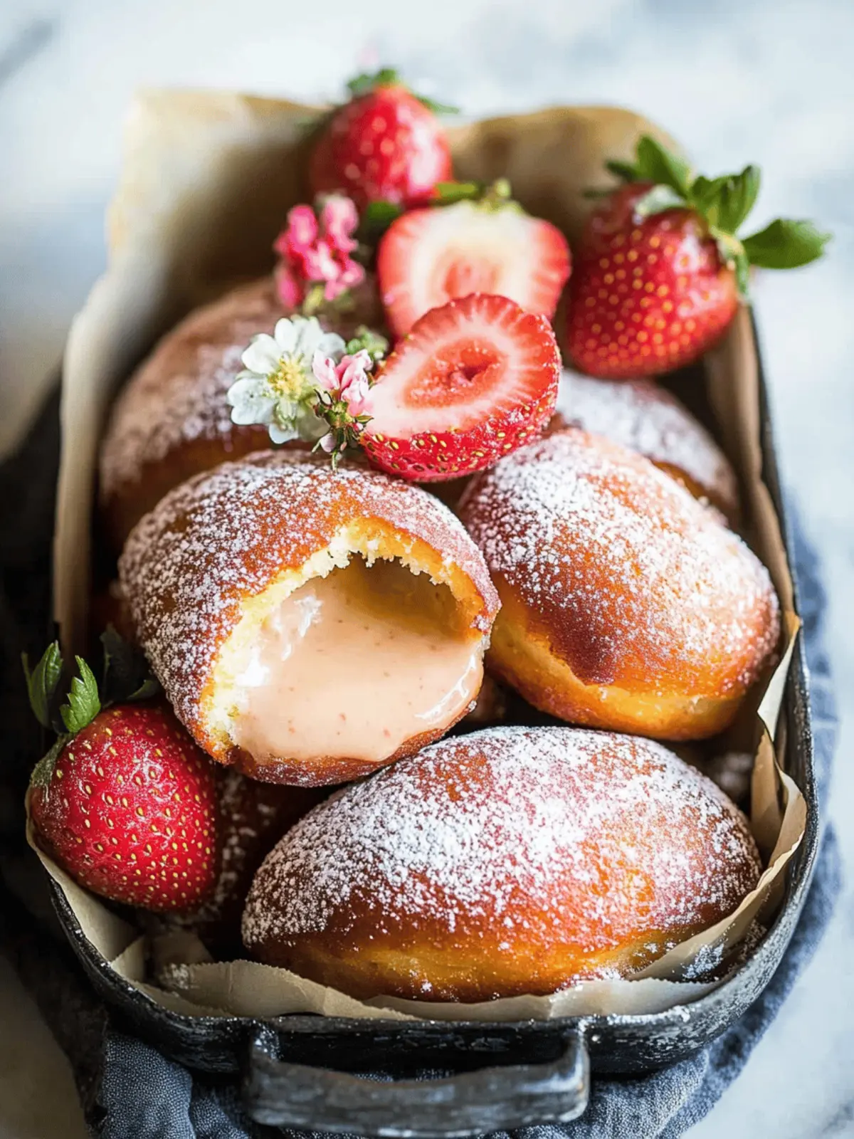 Strawberry Custard Filled Doughnuts