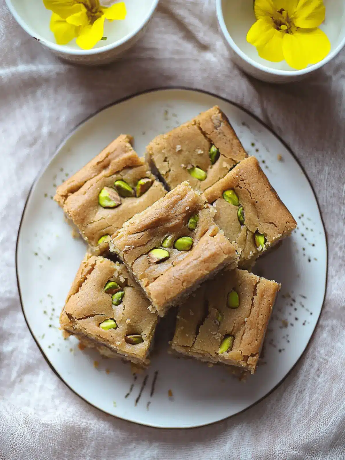 Pistachio White Chocolate Blondie