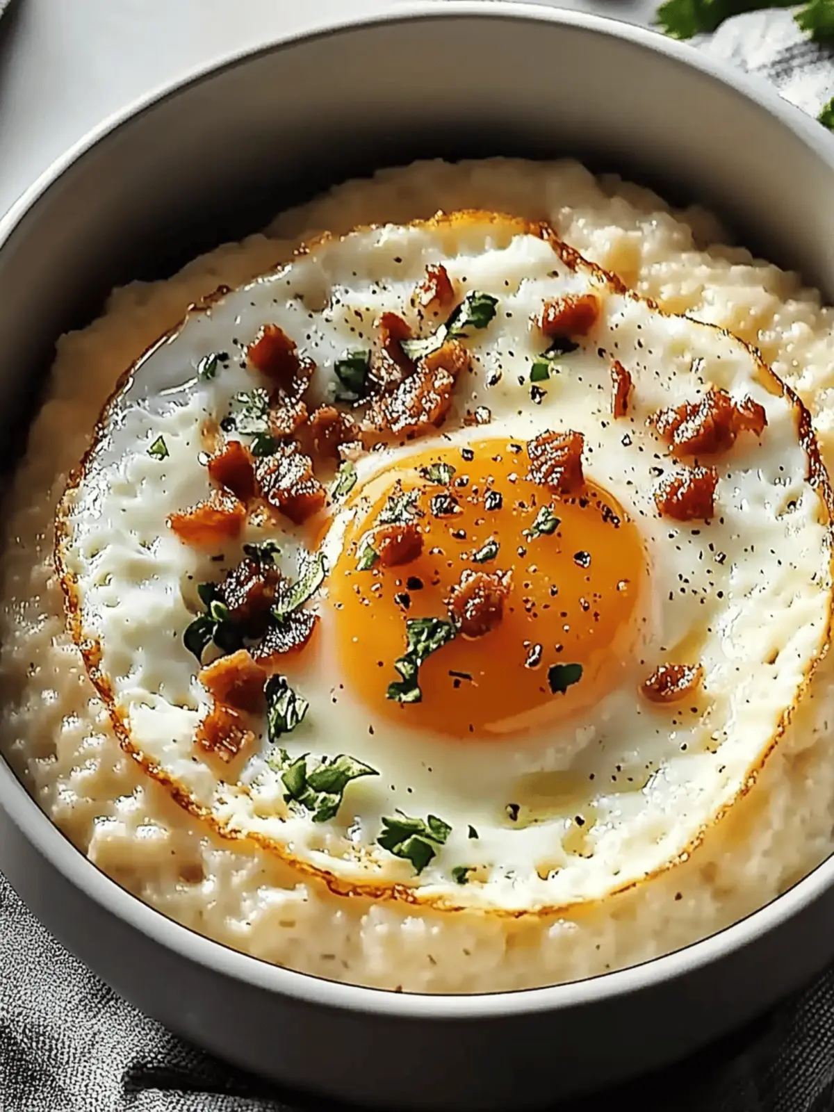 Cheesy Grits with Fried Egg