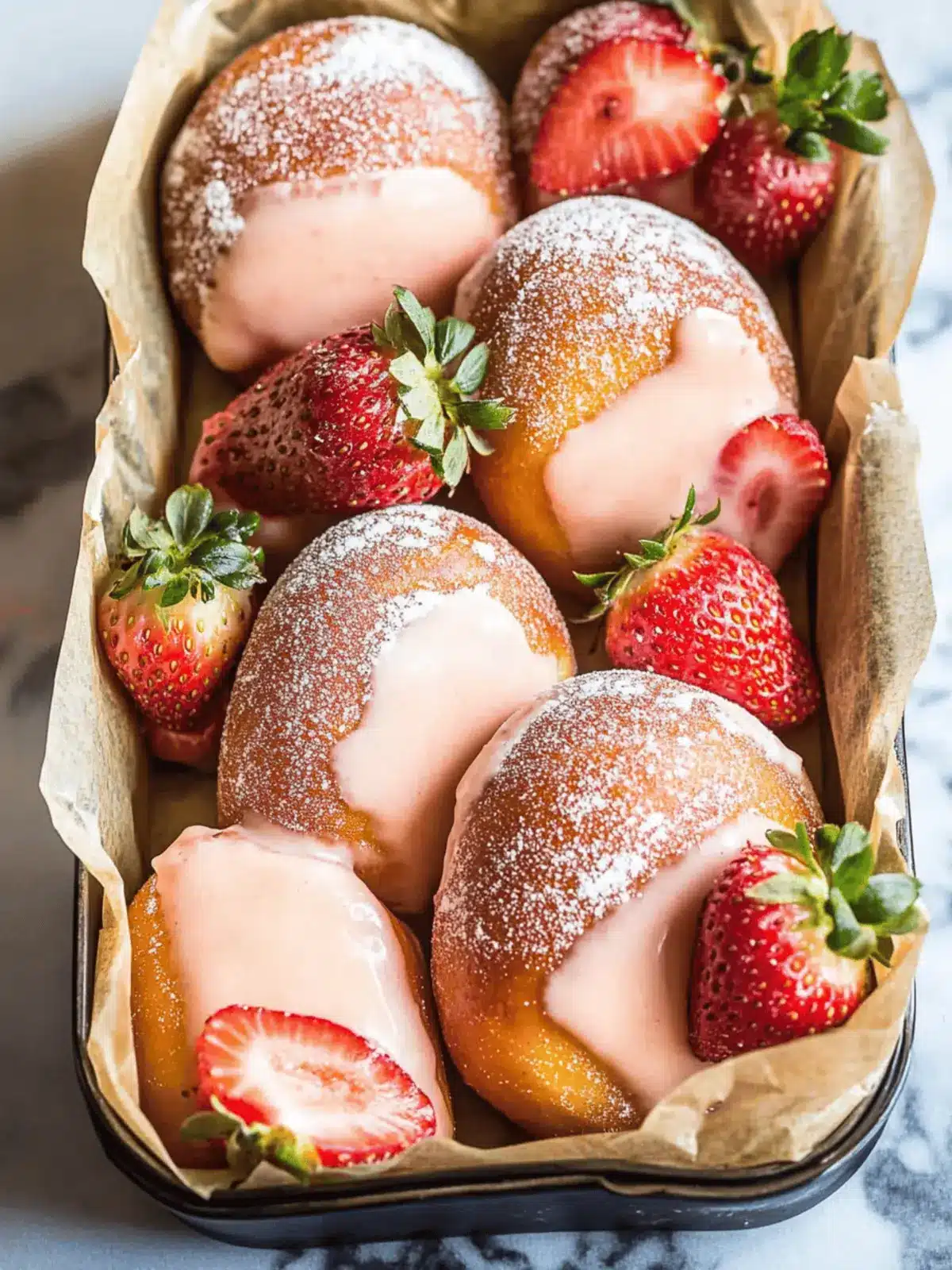 Strawberry Custard Filled Doughnuts